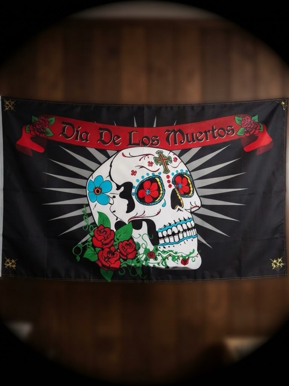 Dia de los Muertos Sugar Skull Banner Flag Day of the Dead